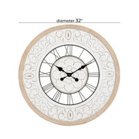 DecMode 32" White Wood Floral Carved Wall Clock EasyOptionXY LLC