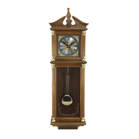 Bedford Clock Collection 34.5" Antique Chiming Wall Clock with Roman Numerals in a Harvest Oak Finish EasyOptionXY LLC