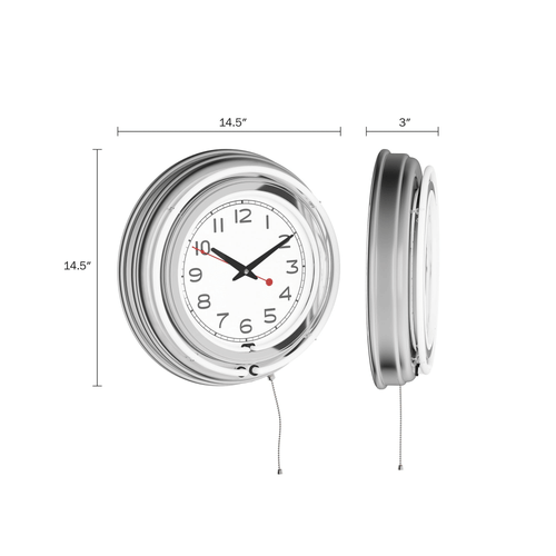 Neon Wall Clock- 14' Round, Double Light Ring, Dual Power, Analog Quartz Timepiece- Retro D??cor for Bar, Garage & Game Room by Lavish Home (White) EasyOptionXY LLC
