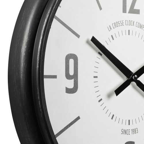 La Crosse Clock 16-inch Sullivan Black Industrial Quartz Analog Clock, 404-3041C EasyOptionXY LLC