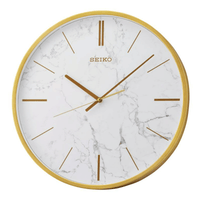 Seiko 16" Carrara Gold & White Glamorous Round Wall Clock, QXA760GLH EasyOptionXY LLC