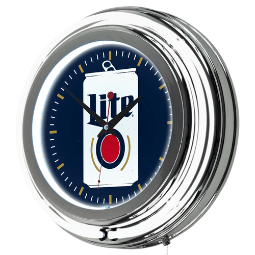 Miller Lite Chrome Double Rung Neon Clock - Minimalist Can EasyOptionXY LLC