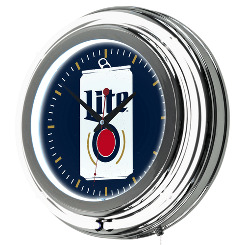 Miller Lite Chrome Double Rung Neon Clock - Minimalist Can EasyOptionXY LLC