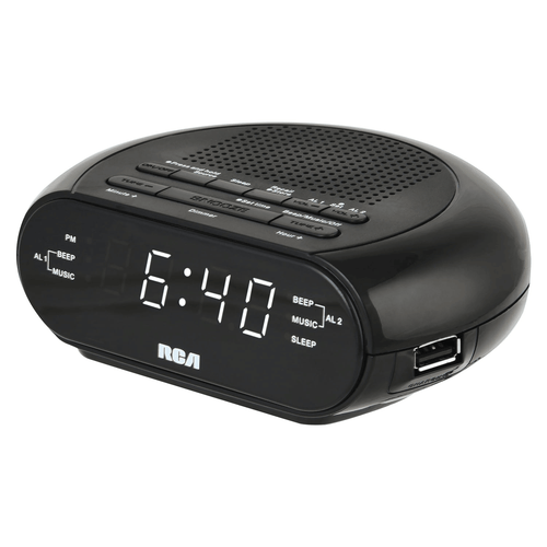 RCA Digital Radio Alarm Clock with Soothing Sounds, Brightness Control, and USB Charging Port EasyOptionXY LLC