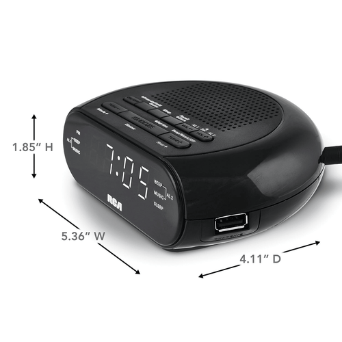 RCA Digital Radio Alarm Clock with Soothing Sounds, Brightness Control, and USB Charging Port EasyOptionXY LLC