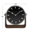 DecMode Stainless Steel Modern Round Decorative Desk Clock 7"W x 7"H, with Metallic Silver and Leathery Brown Stand EasyOptionXY LLC