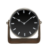 DecMode Stainless Steel Modern Round Decorative Desk Clock 7"W x 7"H, with Metallic Silver and Leathery Brown Stand EasyOptionXY LLC