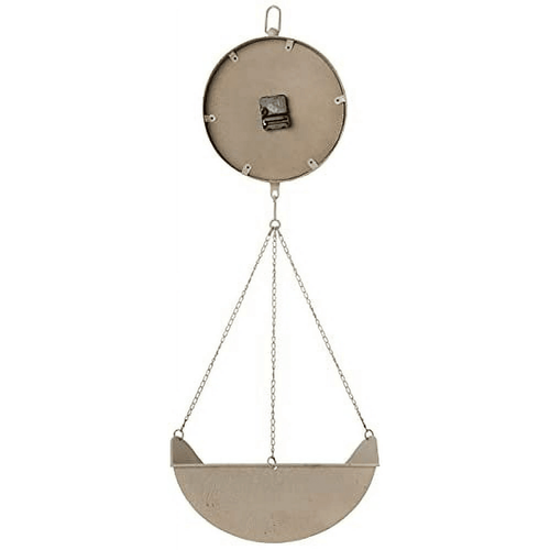 Woven Paths 16.25" x 8" x 42" Hanging Produce Scale Wall Clock in Distressed White EasyOptionXY LLC