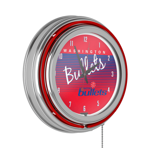 Washington Bullets Hardwood Classics NBA Chrome Neon Clock EasyOptionXY LLC