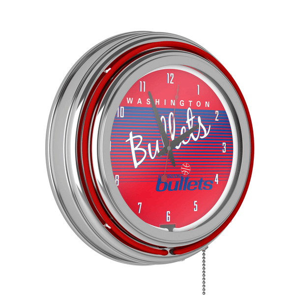 Washington Bullets Hardwood Classics NBA Chrome Neon Clock EasyOptionXY LLC