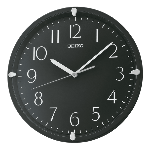 Seiko 12" Quartz Traditional Round Black Analog Quartz Wall Clock, QHA007KLH EasyOptionXY LLC