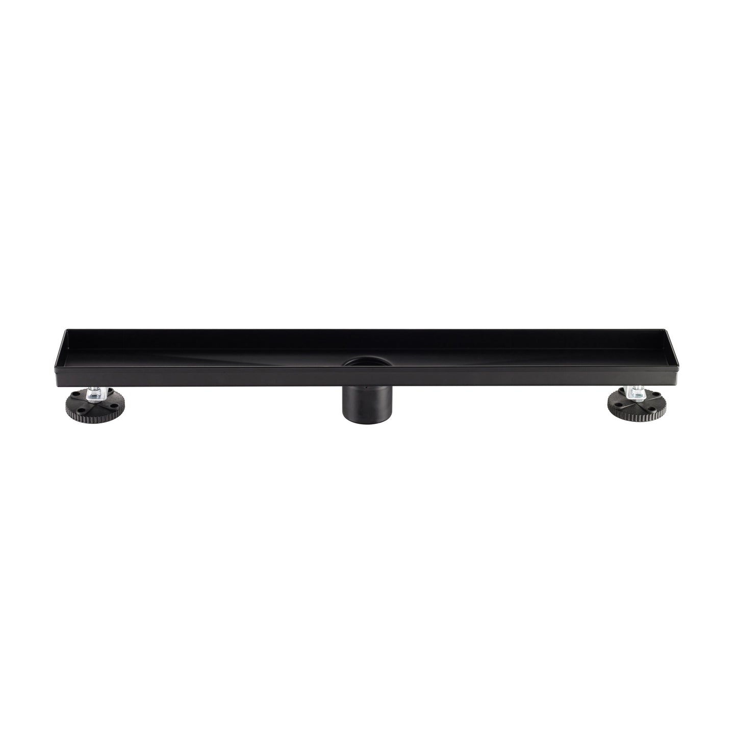 36" Linear Shower Drain, Square Hole Pattern Shower Drain, Matte Black Polished 304 Stainless Steel Linear Drain with Levelingft & Hair Strainer