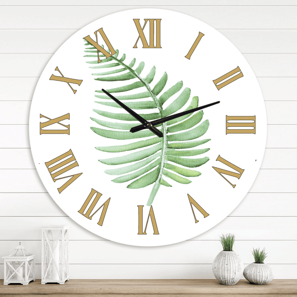 Designart 'Tropical Leaf Of Monstera Iii' Farmhouse Wall Clock(Size 36" x 36") EasyOptionXY LLC