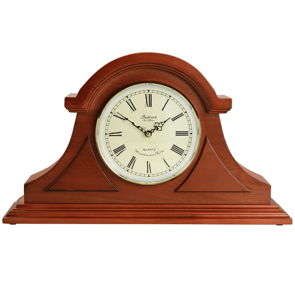 Bedford Clock Collection Mahogany Cherry Mantel Clock with Chimes EasyOptionXY LLC