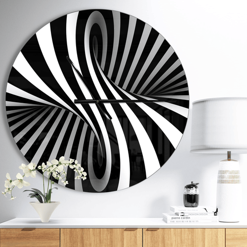 Designart 'Black and White Spiral ' Modern wall clock(Size 23" x 23") EasyOptionXY LLC