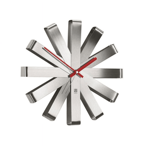 Umbra Ribbon Modern Metal Wall Clock Silent Analog Battery Operated Quartz Movement Steel EasyOptionXY LLC