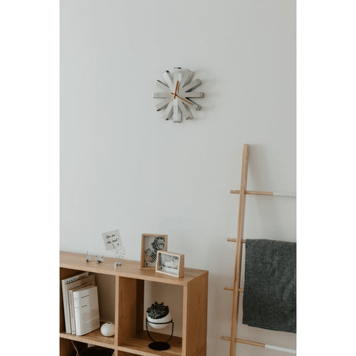 Umbra Ribbon Modern Metal Wall Clock Silent Analog Battery Operated Quartz Movement Steel EasyOptionXY LLC