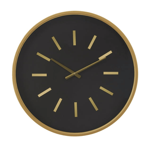 DecMode 24" Black Metal Wall Clock with Gold Accents EasyOptionXY LLC