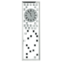 DecMode 13" x 42" Silver Glass Beveled Mirrored Wall Clock EasyOptionXY LLC