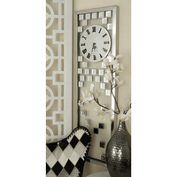 DecMode 13" x 42" Silver Glass Beveled Mirrored Wall Clock EasyOptionXY LLC