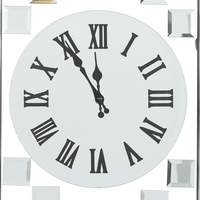 DecMode 13" x 42" Silver Glass Beveled Mirrored Wall Clock EasyOptionXY LLC