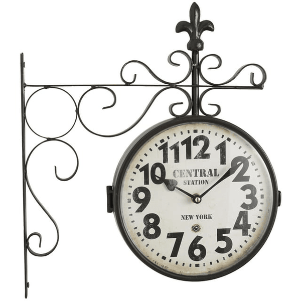 DecMode 15" Black Metal Vintage Style Wall Clock with Scroll Designs EasyOptionXY LLC