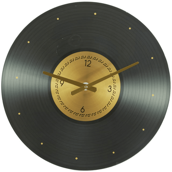 The Novogratz 20" Black Glass Musical Notes Record Style Wall Clock EasyOptionXY LLC