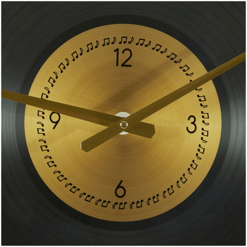 The Novogratz 20" Black Glass Musical Notes Record Style Wall Clock EasyOptionXY LLC