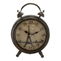 DecMode 9" Black Metal Eiffel Tower Clock with Bell Style Top EasyOptionXY LLC