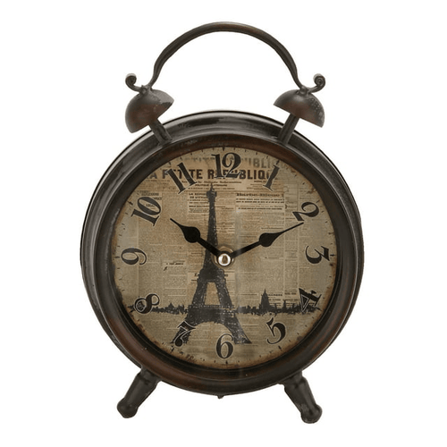 DecMode 9" Black Metal Eiffel Tower Clock with Bell Style Top EasyOptionXY LLC