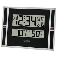 La Crosse Technology 11" Contemporary Black & Silver Digital Atomic Clock with Temperature, 513-149 EasyOptionXY LLC
