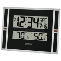 La Crosse Technology 11" Contemporary Black & Silver Digital Atomic Clock with Temperature, 513-149 EasyOptionXY LLC