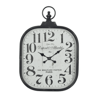 DecMode 18" x 26" Black Metal Distressed Pocket Watch Style Wall Clock with Ring Finial EasyOptionXY LLC