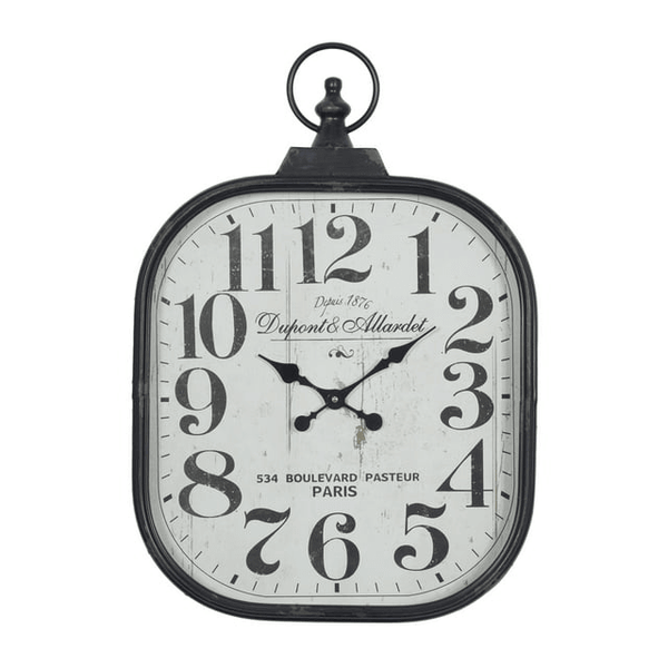 DecMode 18" x 26" Black Metal Distressed Pocket Watch Style Wall Clock with Ring Finial EasyOptionXY LLC