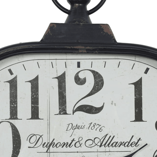 DecMode 18" x 26" Black Metal Distressed Pocket Watch Style Wall Clock with Ring Finial EasyOptionXY LLC