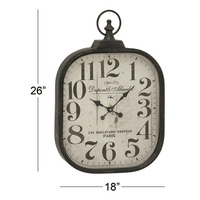 DecMode 18" x 26" Black Metal Distressed Pocket Watch Style Wall Clock with Ring Finial EasyOptionXY LLC