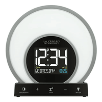 Soluna-S Light Black Tabletop LCD Wake-up Sunrise Alarm Clock w/Temp. and USB Port, W74146 EasyOptionXY LLC