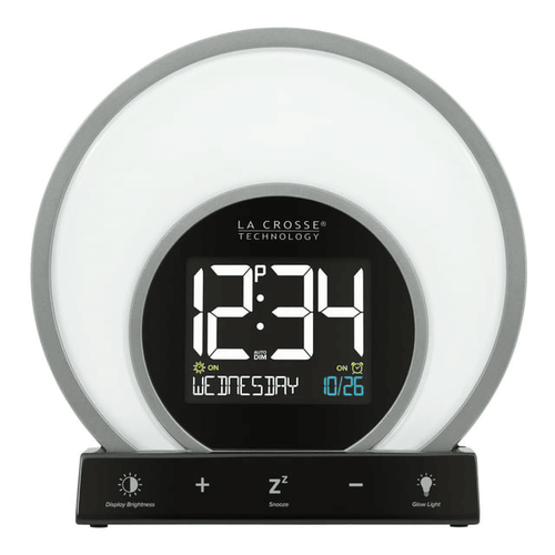 Soluna-S Light Black Tabletop LCD Wake-up Sunrise Alarm Clock w/Temp. and USB Port, W74146 EasyOptionXY LLC