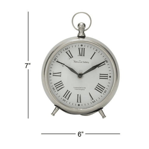 DecMode 7" Silver Stainless Steel Clock with Ring Top EasyOptionXY LLC