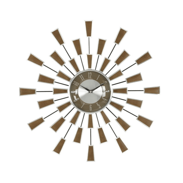 DecMode 22" Brown Metal Starburst Wall Clock with Silver Accents EasyOptionXY LLC
