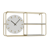 DecMode 27" x 15" Gold Metal 2 Shelf Wall Clock EasyOptionXY LLC