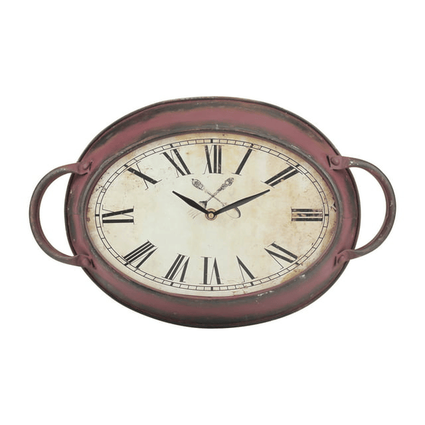 Stonebriar 16.5" Red Analog Oval Farmhouse Battery Operated Wall Clock EasyOptionXY LLC