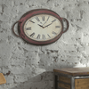 Stonebriar 16.5" Red Analog Oval Farmhouse Battery Operated Wall Clock EasyOptionXY LLC