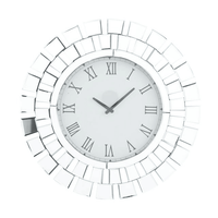 DecMode 2" Silver Glass Starburst Mirrored Wall Clock EasyOptionXY LLC