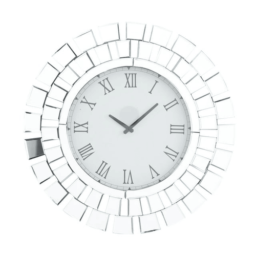 DecMode 2" Silver Glass Starburst Mirrored Wall Clock EasyOptionXY LLC