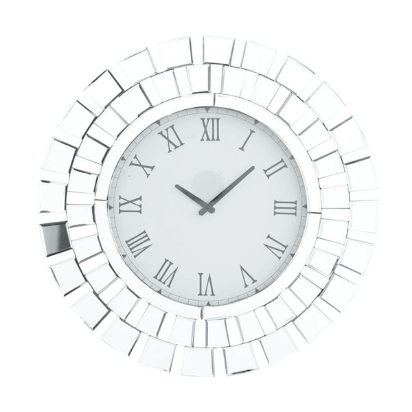 DecMode 2" Silver Glass Starburst Mirrored Wall Clock EasyOptionXY LLC