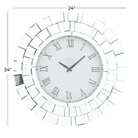 DecMode 2" Silver Glass Starburst Mirrored Wall Clock EasyOptionXY LLC