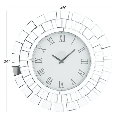 DecMode 2" Silver Glass Starburst Mirrored Wall Clock EasyOptionXY LLC
