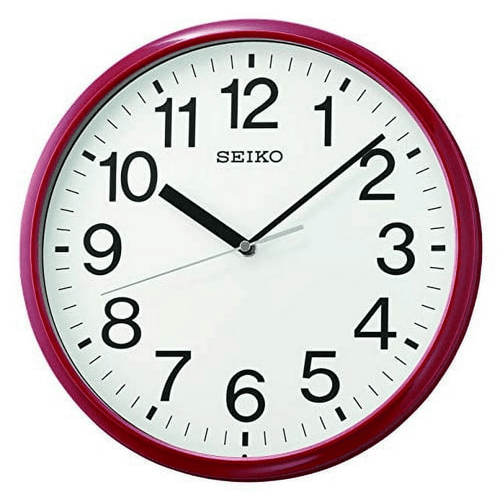 Seiko 12 in. Business Wall Clock, Red Analog Quartz QXA756RLH EasyOptionXY LLC