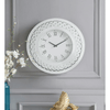 Wood and Mirror Round Analog Wall Clock, White- Saltoro Sherpi EasyOptionXY LLC